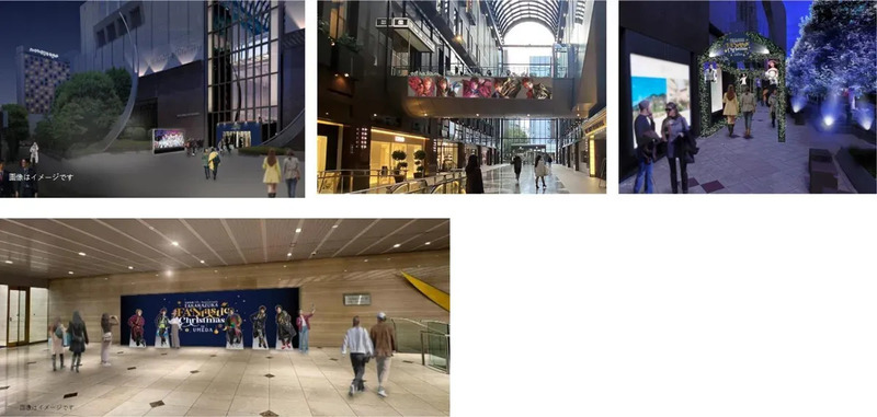 梅田の街並みとクリスマス装飾