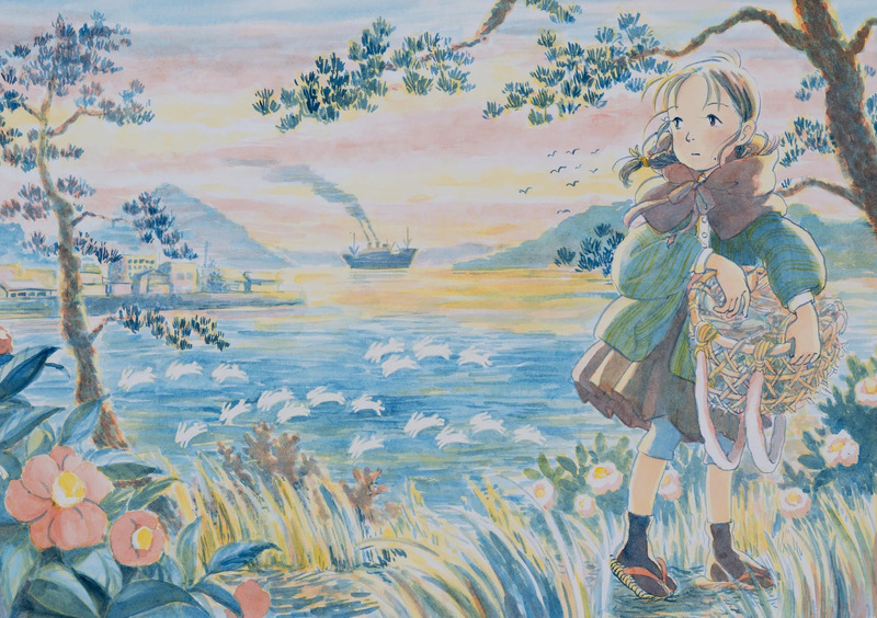 少女が海辺に立つイラスト