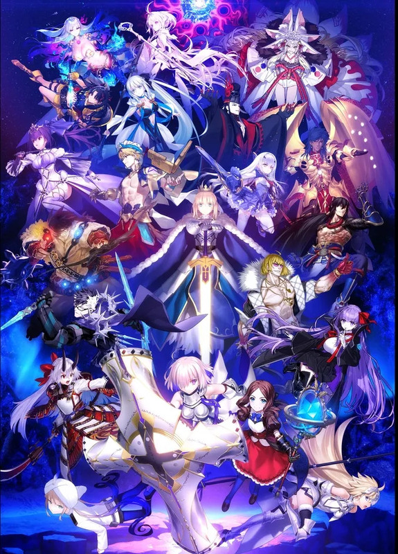 Fate/Grand Orderのキャラクターたちが集結したイラスト