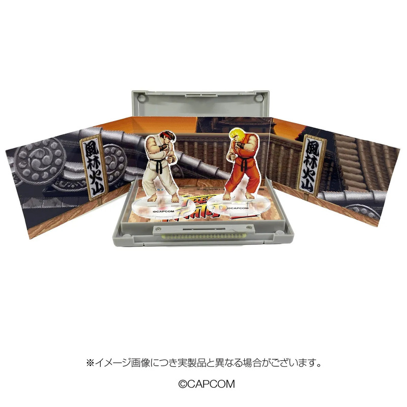 ストリートファイターのリュウとケンが描かれたジオラマ