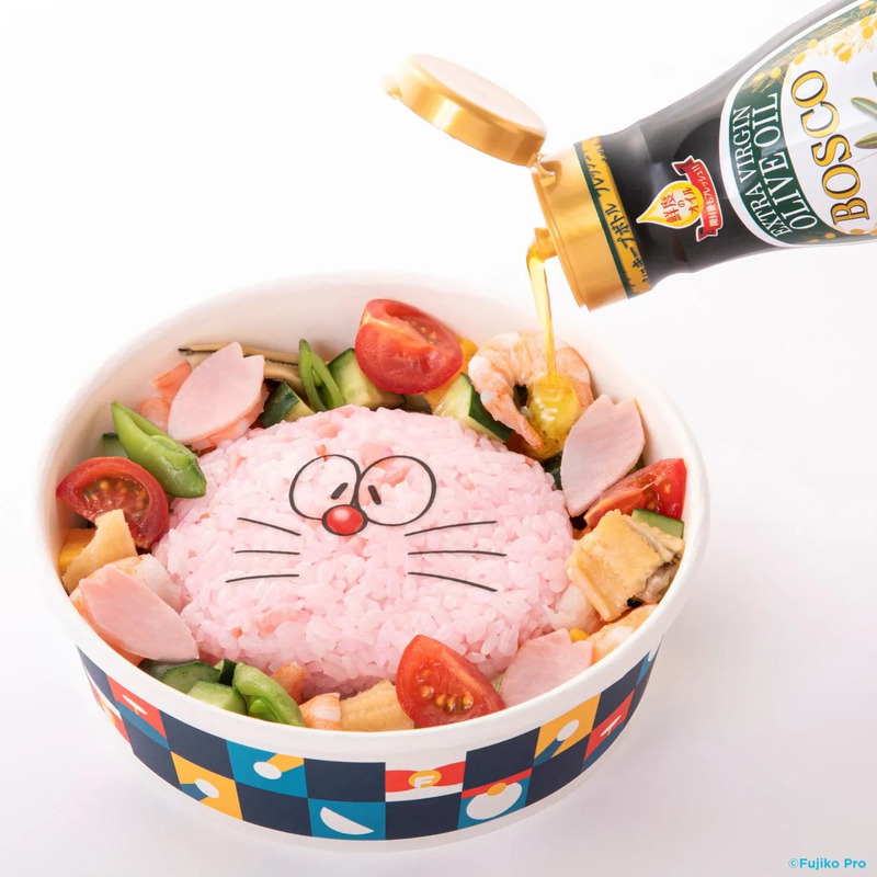 ドラえもんのちらし寿司にオリーブオイル