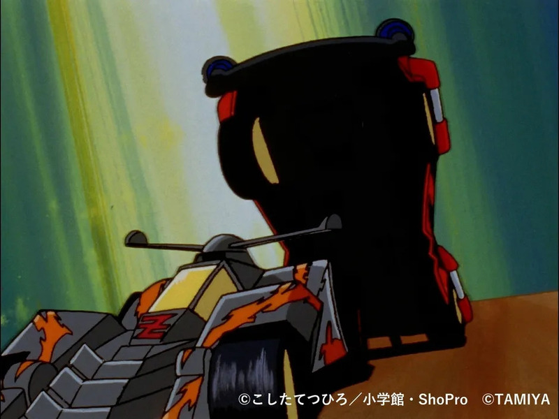 アニメに登場する黒とグレーの車